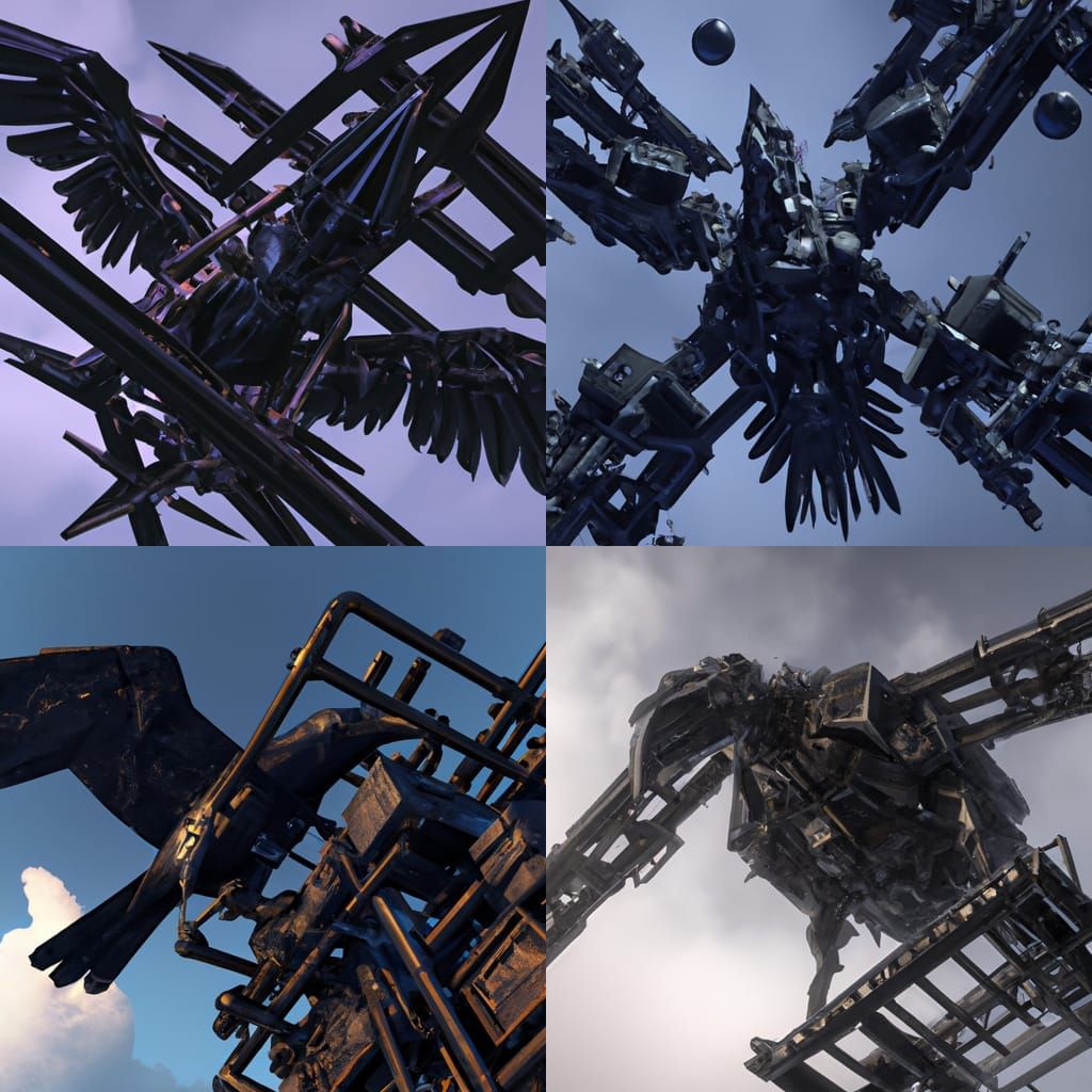 Futuristic Raven with Intricate Mech Details