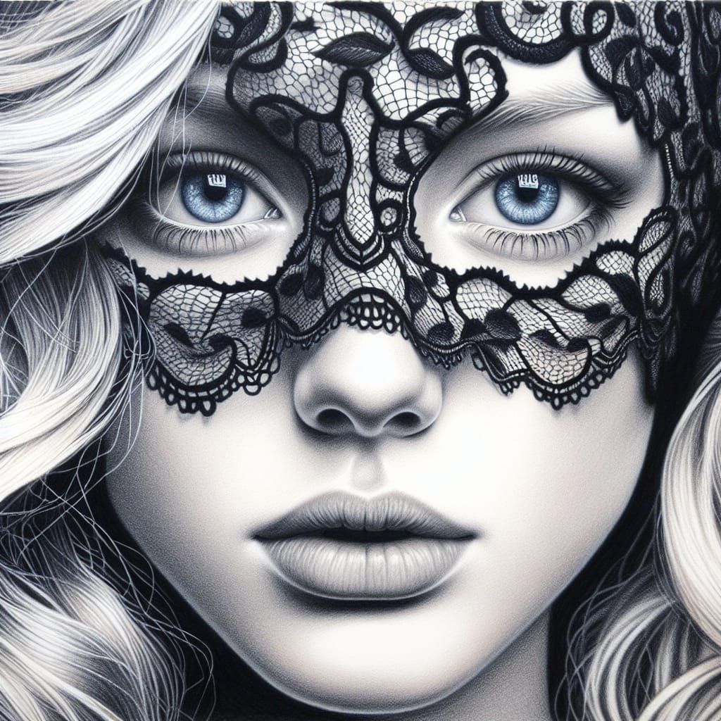 Intricate Portrait of Woman in Lace Mask