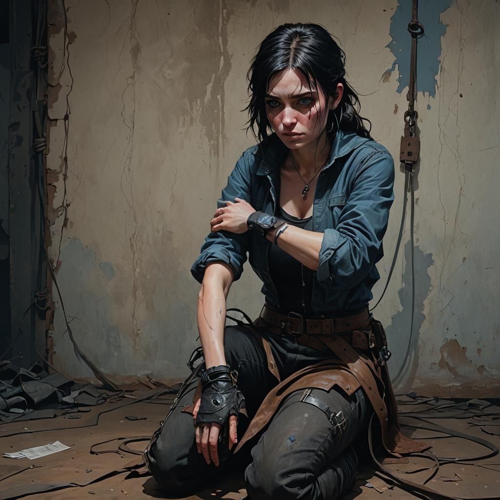 Desperate Girl in Restraints: Cinematic Portrait