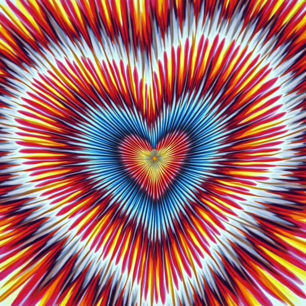 Bulging Heart Optical Illusion in Vibrant Colors