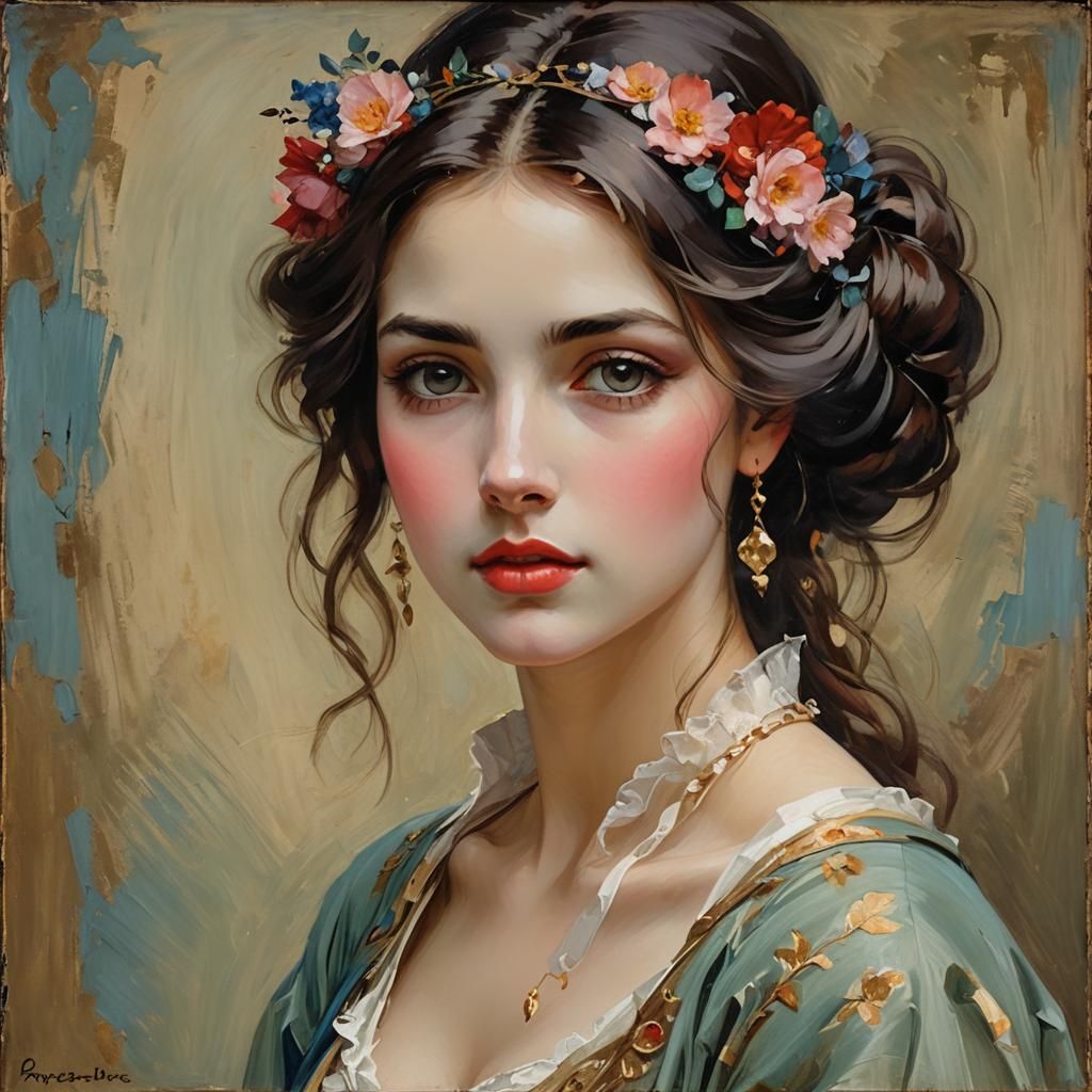 Romantic Woman in Expressionist Digital Painting