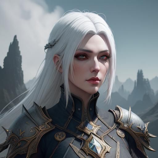 Fantasy Girl with White Hair: Matte Painting