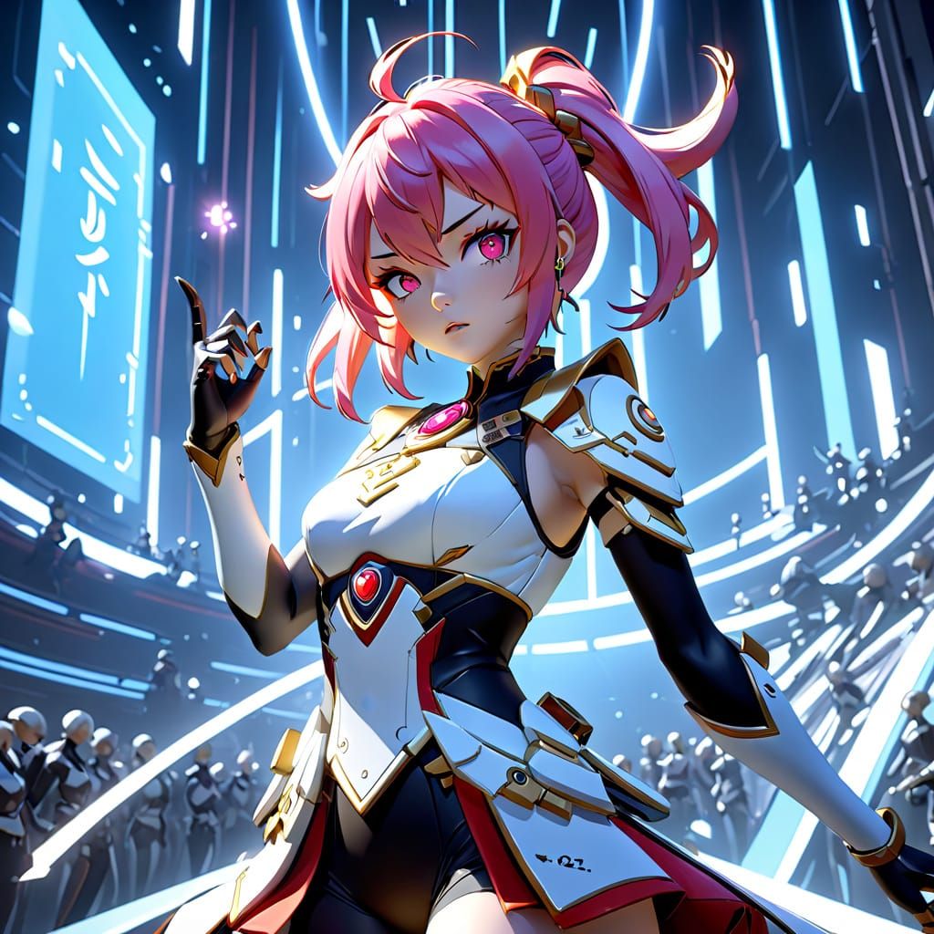 Anime Pop Idol on Futuristic Stage - Studio Trigger Style