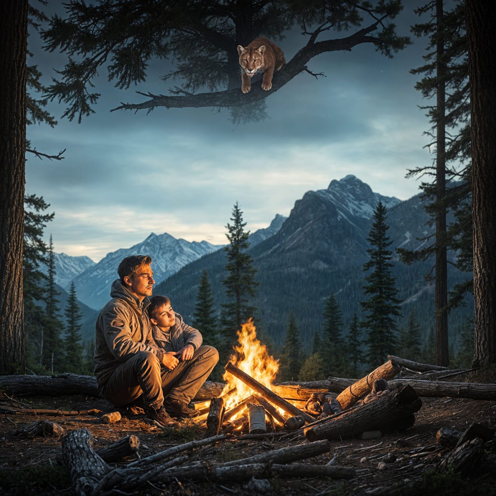 Camping Scene in the Rocky Mountains