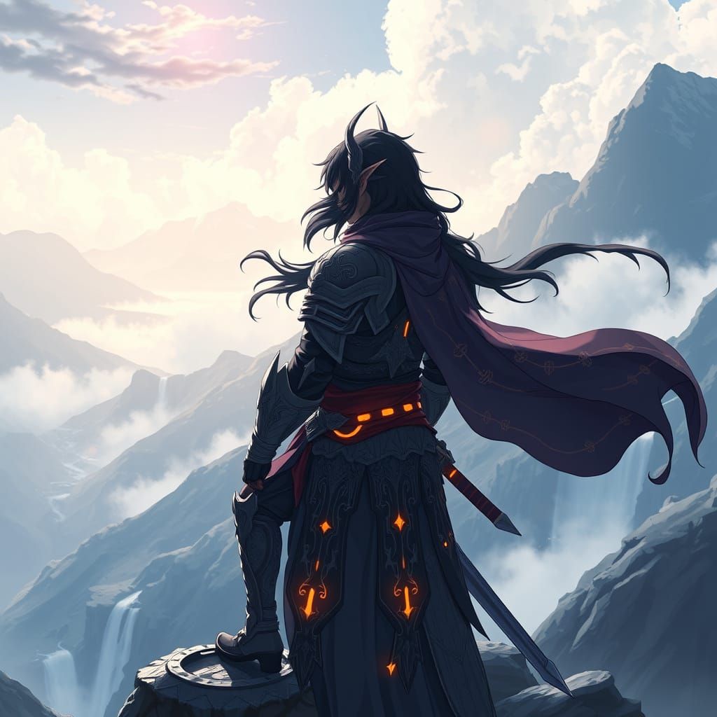 Anime Elf Warrior in Cel-Shaded Glory