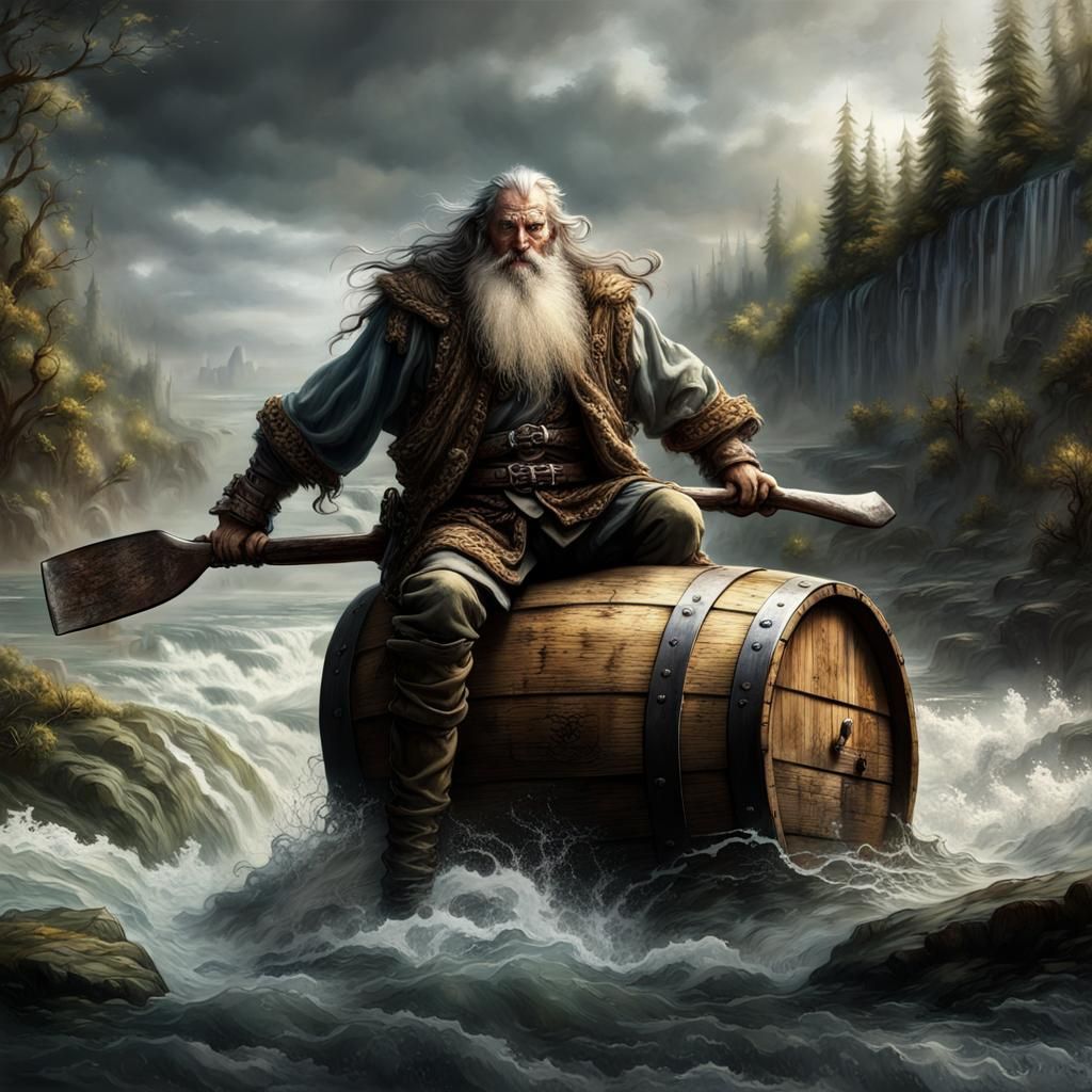 Dwarf Rides Beer Barrel: Luis Royo Style Fantasy Art