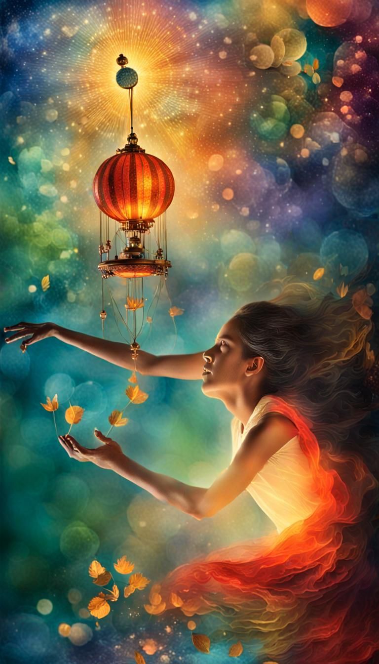 Surreal Dreamer Emerging from Formlessness in Rich Colors