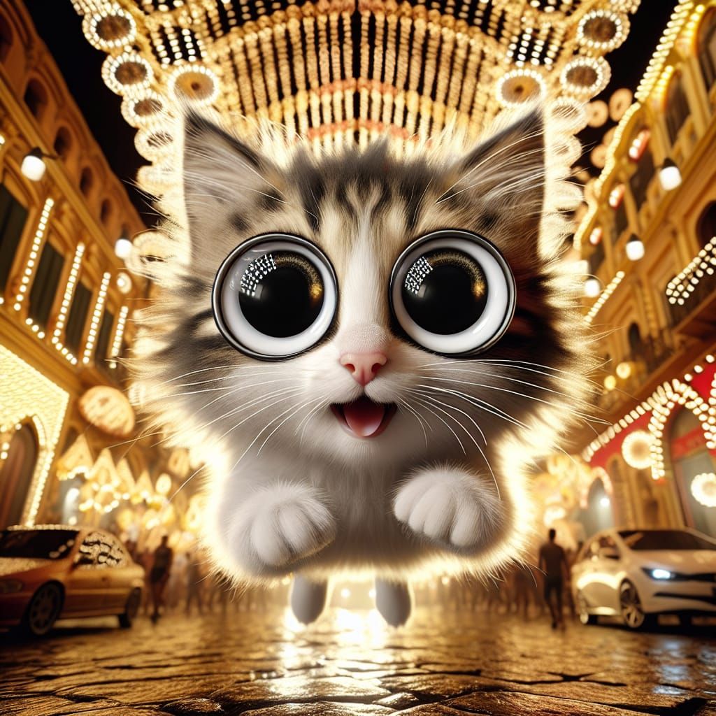 Funny Cat with Googly Eyes