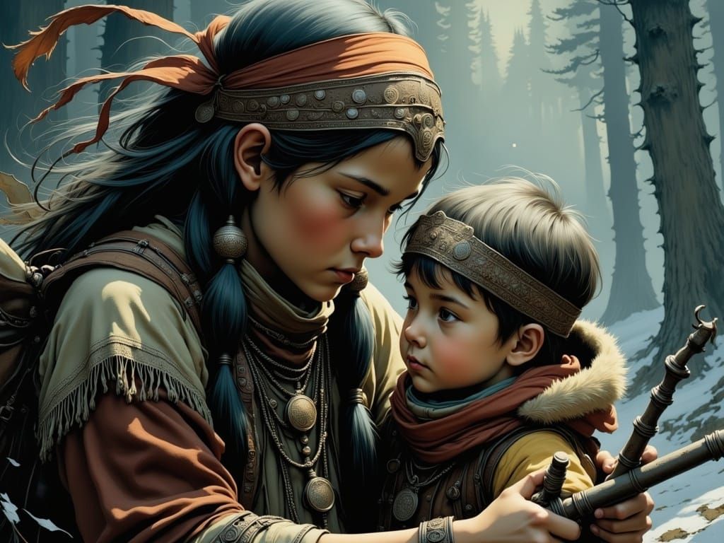 Ancient Native American Teaches Grandchildren to Track Anima...