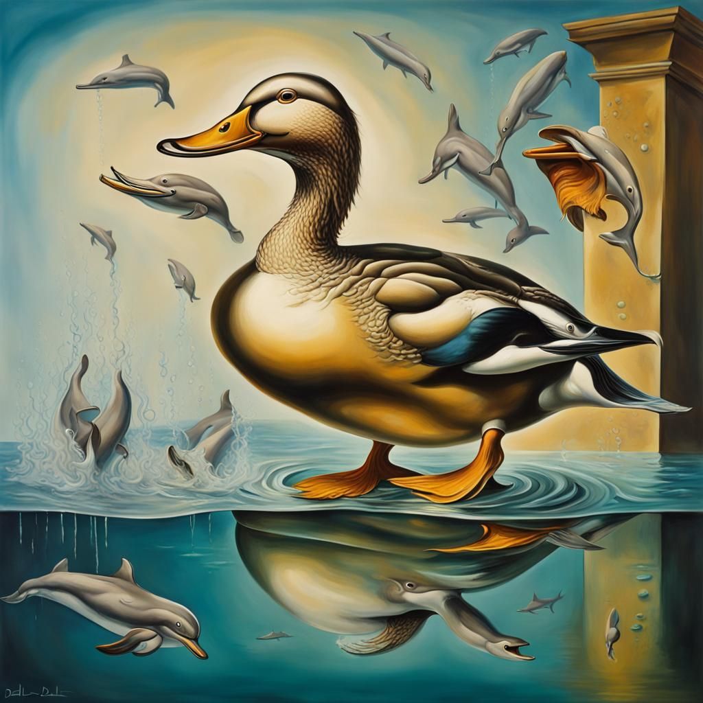 Surreal Duck's Underwater Chase, Salvador Dali Style