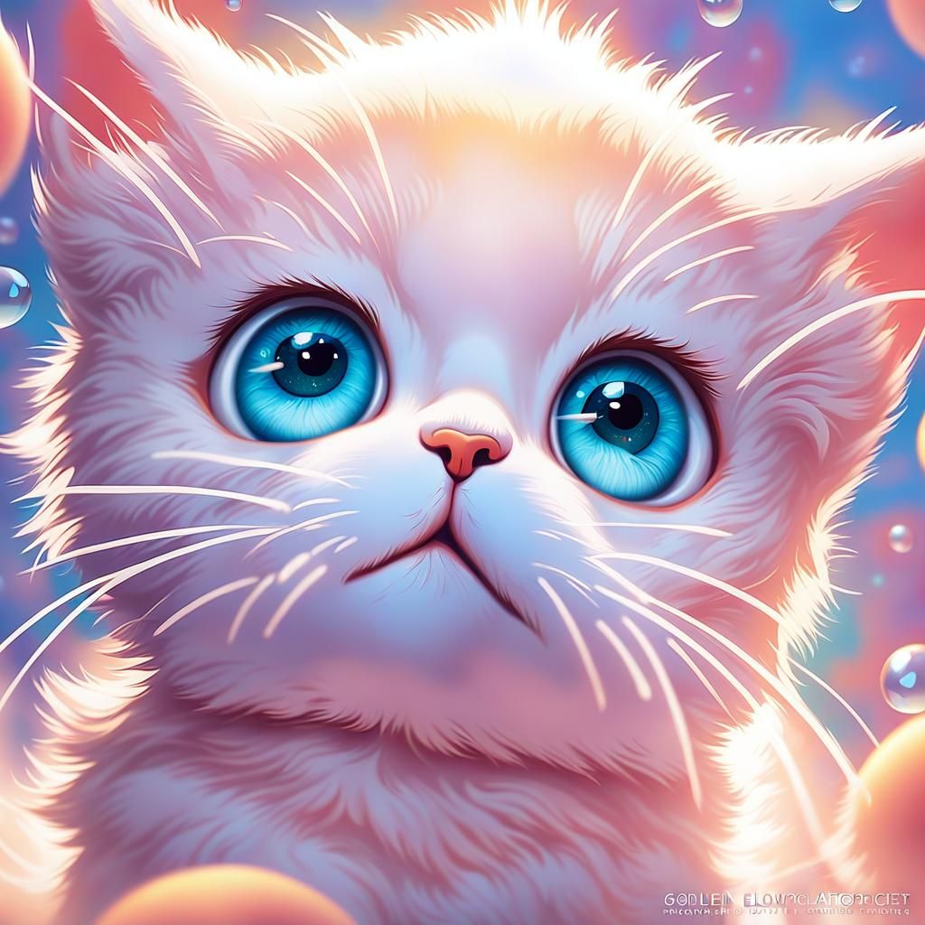 Cute Kitten Close-Up in Hyper-Realistic Digital Art