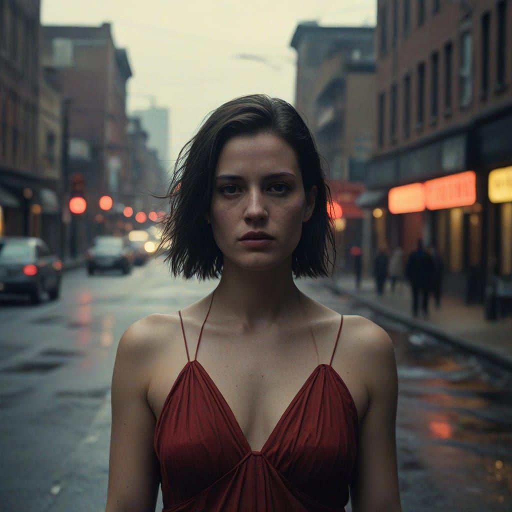 Modern Goddess Illuminates City Streets in Warm, Golden Ligh...