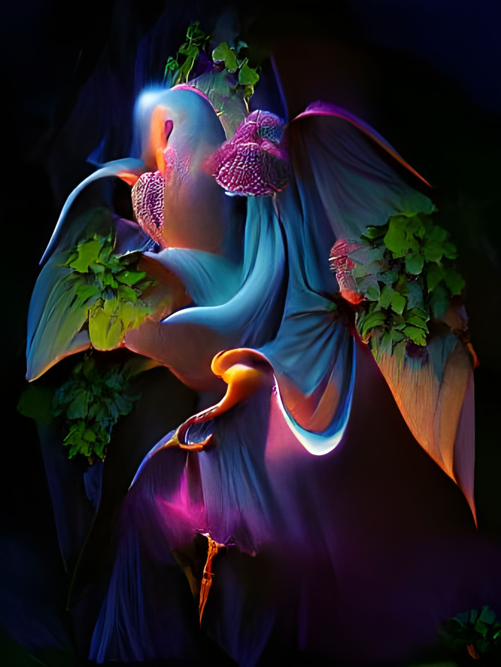 Archangel in Magic Night, Mystical Fantasy Art