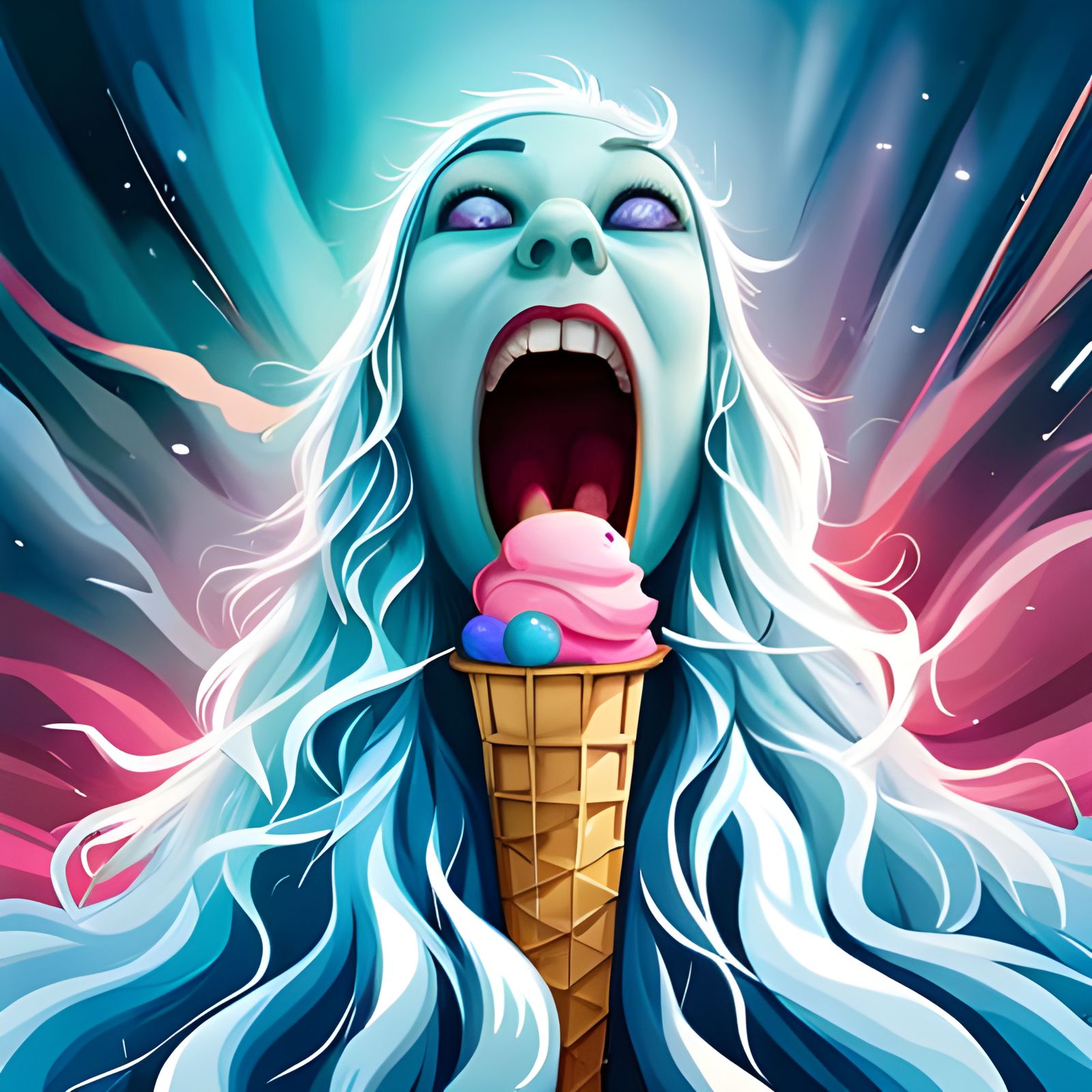 Ice Cream Cone Screaming in Ecstasy