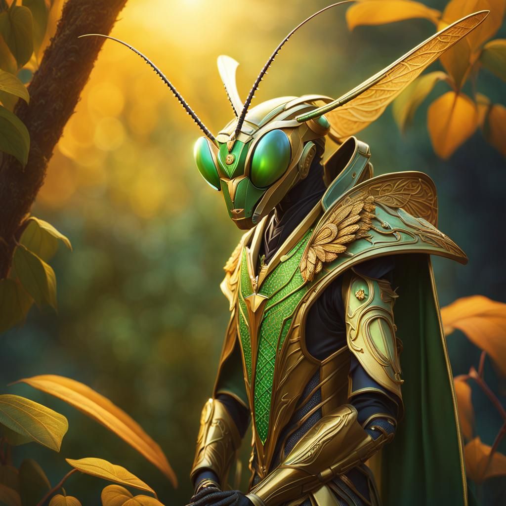 Insectoid Fantasy Cleric in Golden Light