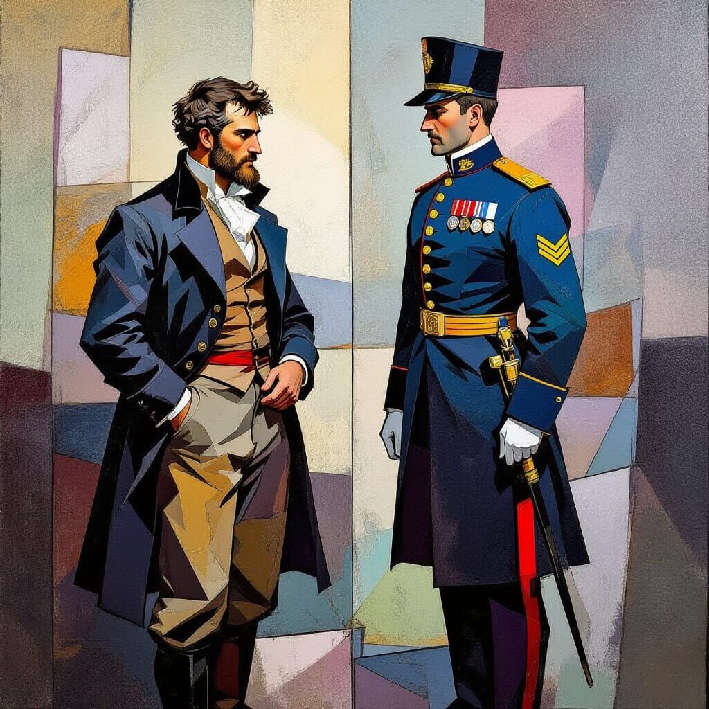 Jean Valjean and Javert in Cubist Style