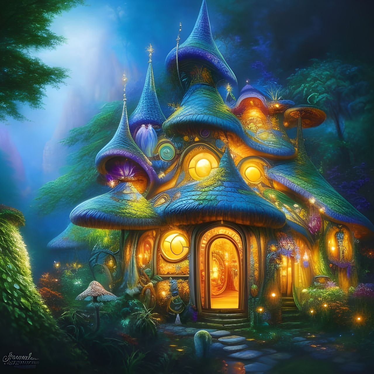 Enchanted Fairy Mushroom House in Fairytale Style
