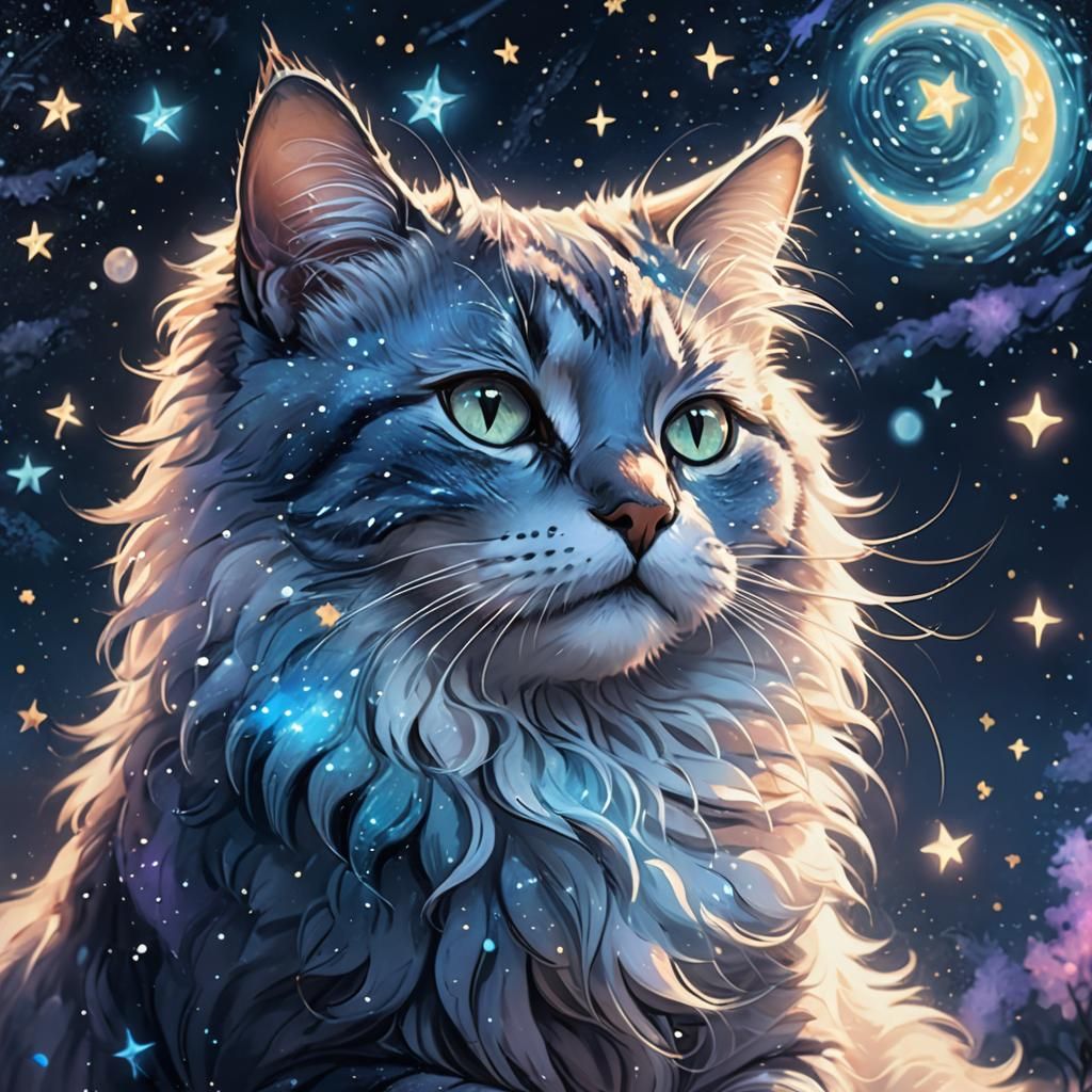 Dreamy Cat As Whimsical Concept Art