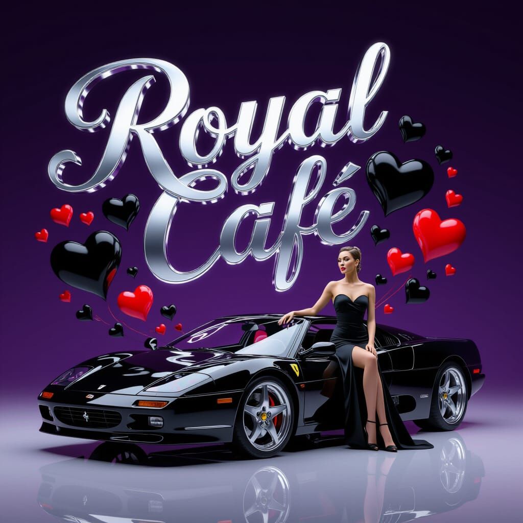 Futuristic Car and Cafe in Digital Art Style