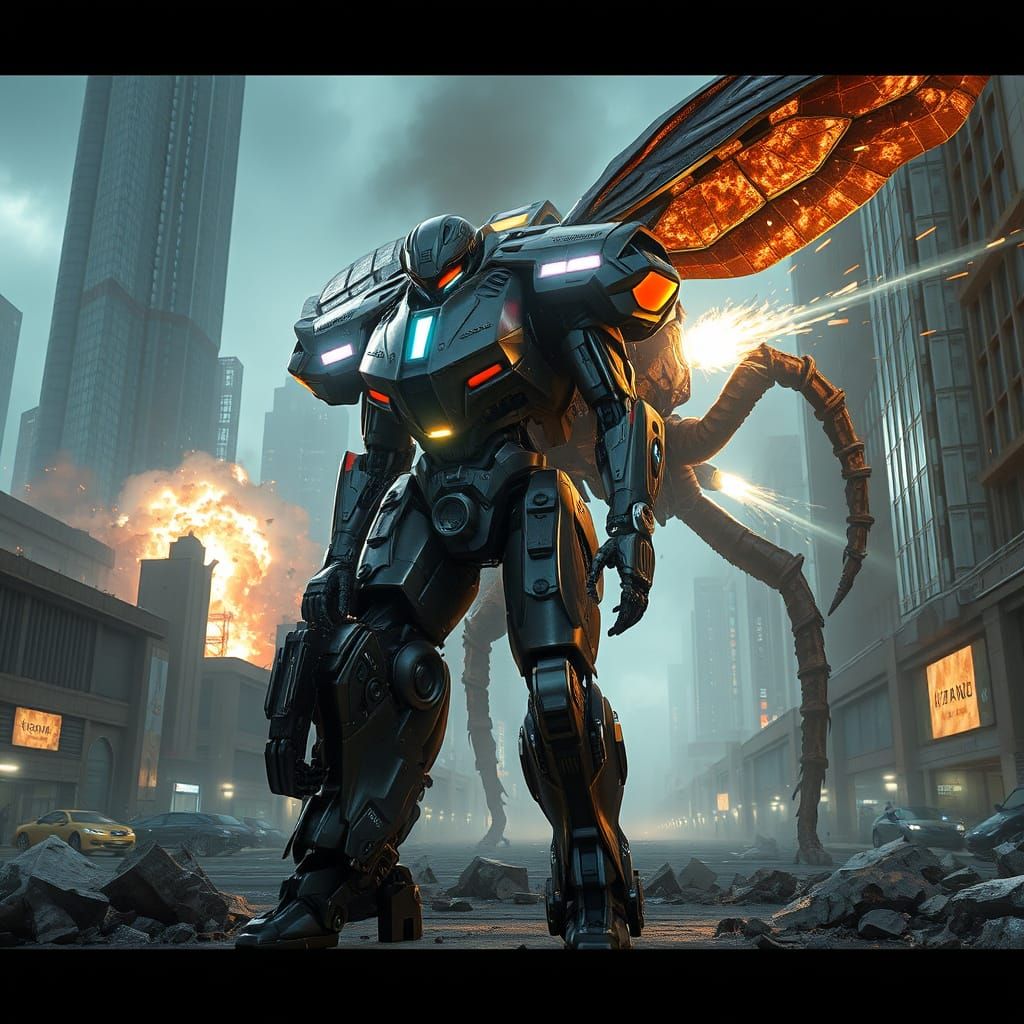 Mech Pilot Battles Insectoid Kaiju in Ruined Las Vegas