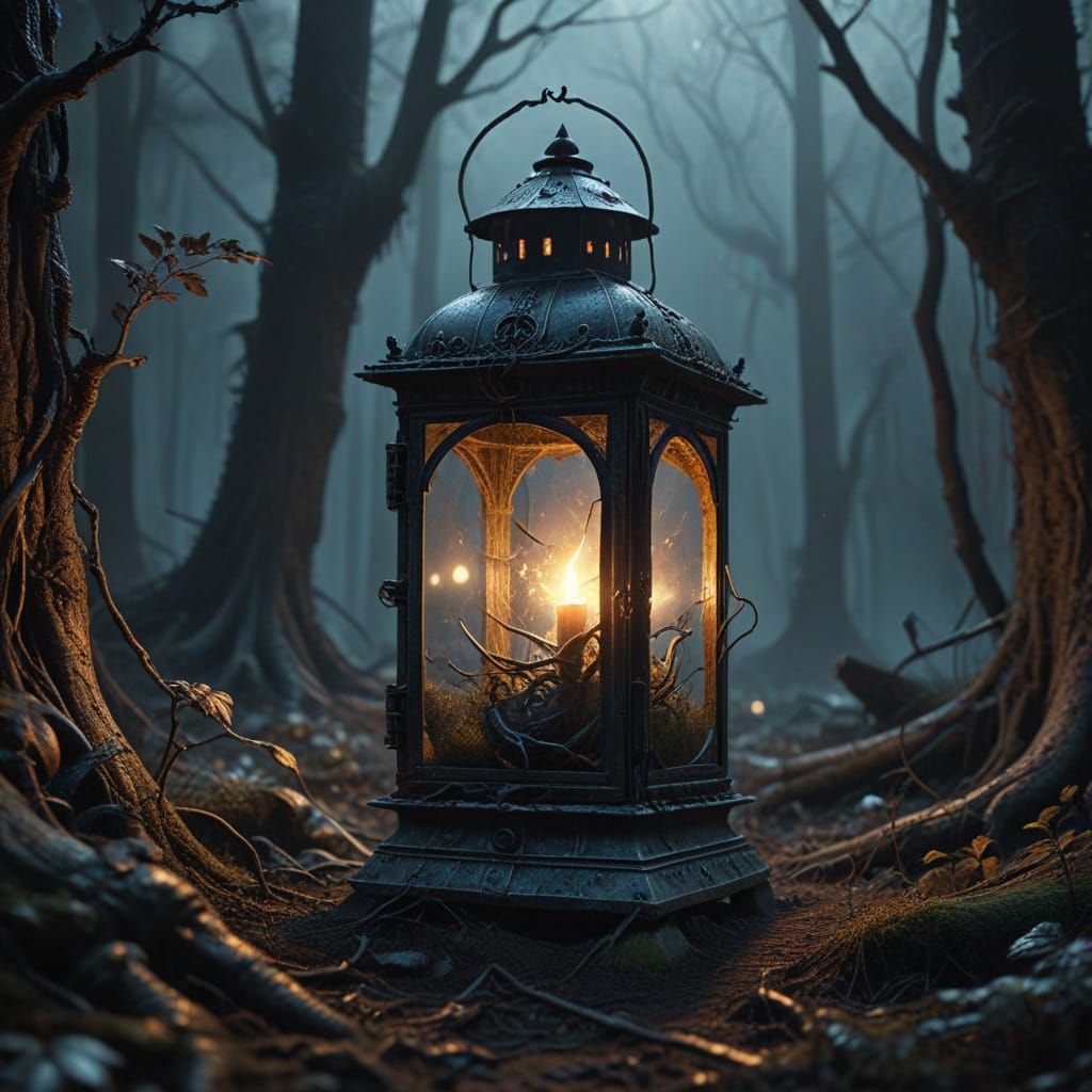 Surreal Flame Illuminates the Mystical Forest in Vibrant Col...