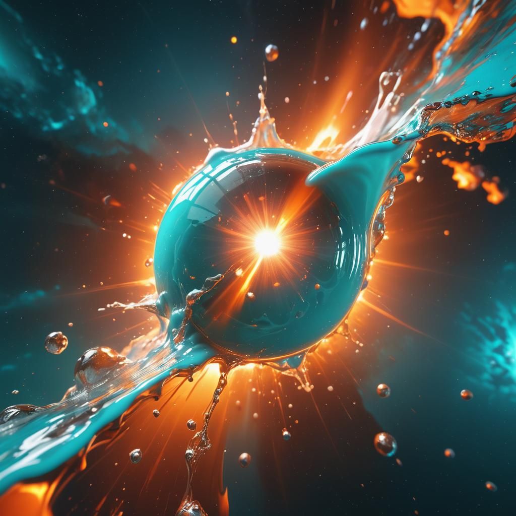 Turquoise Milk in Space in Hyperrealistic 3D