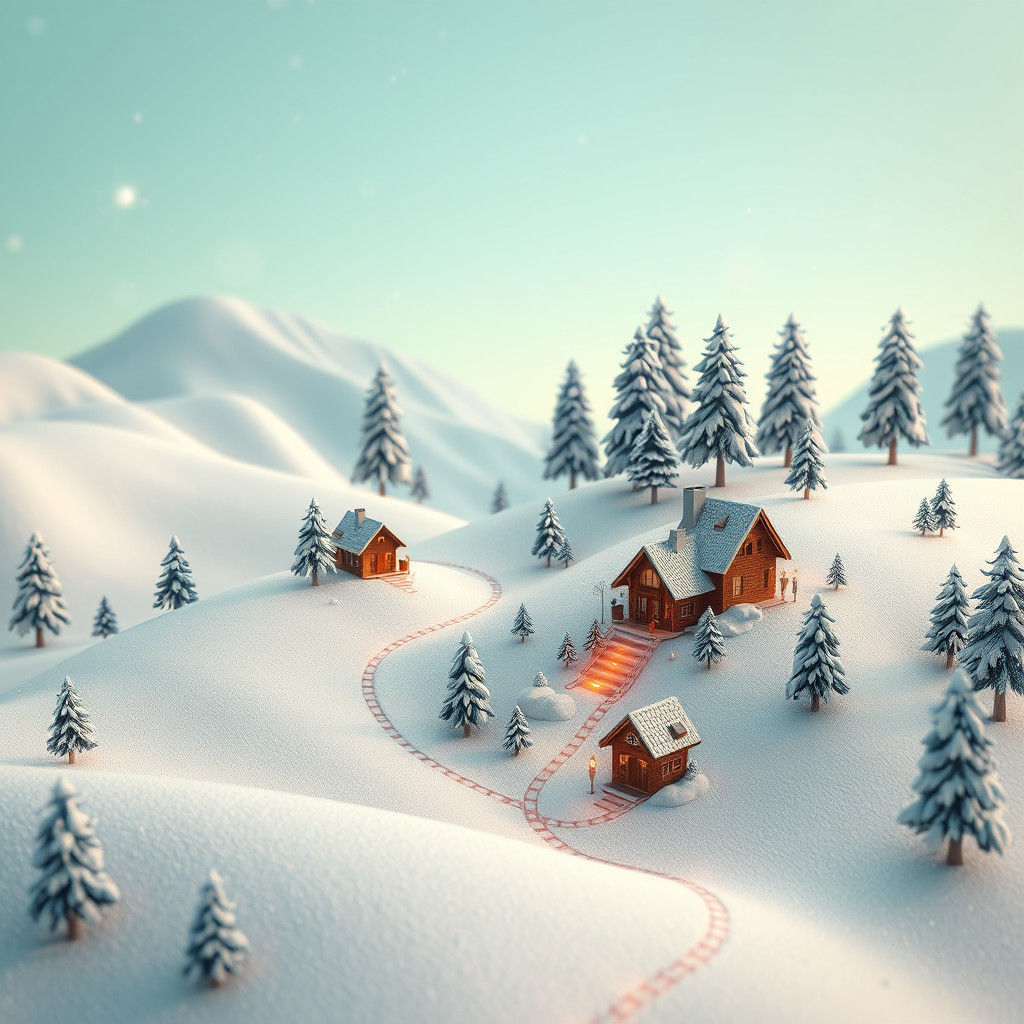 Whimsical Miniature 3D Scene in Pastel Hues