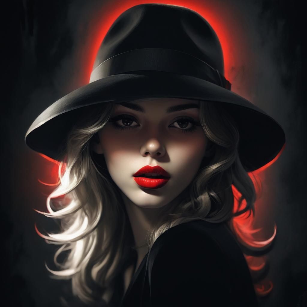 Glamorous Noir: Woman in Shadowed Monochrome