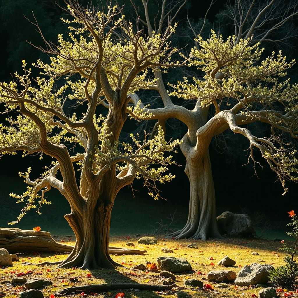 Surreal Trees of Light Bloom in Forgotten Valley