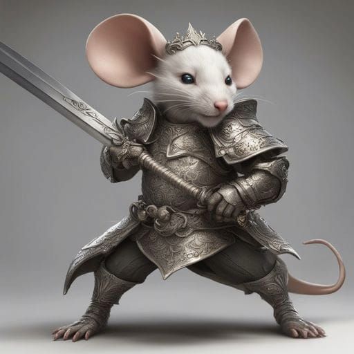 Mouse King Dragon Battle in Dark Fantasy Style