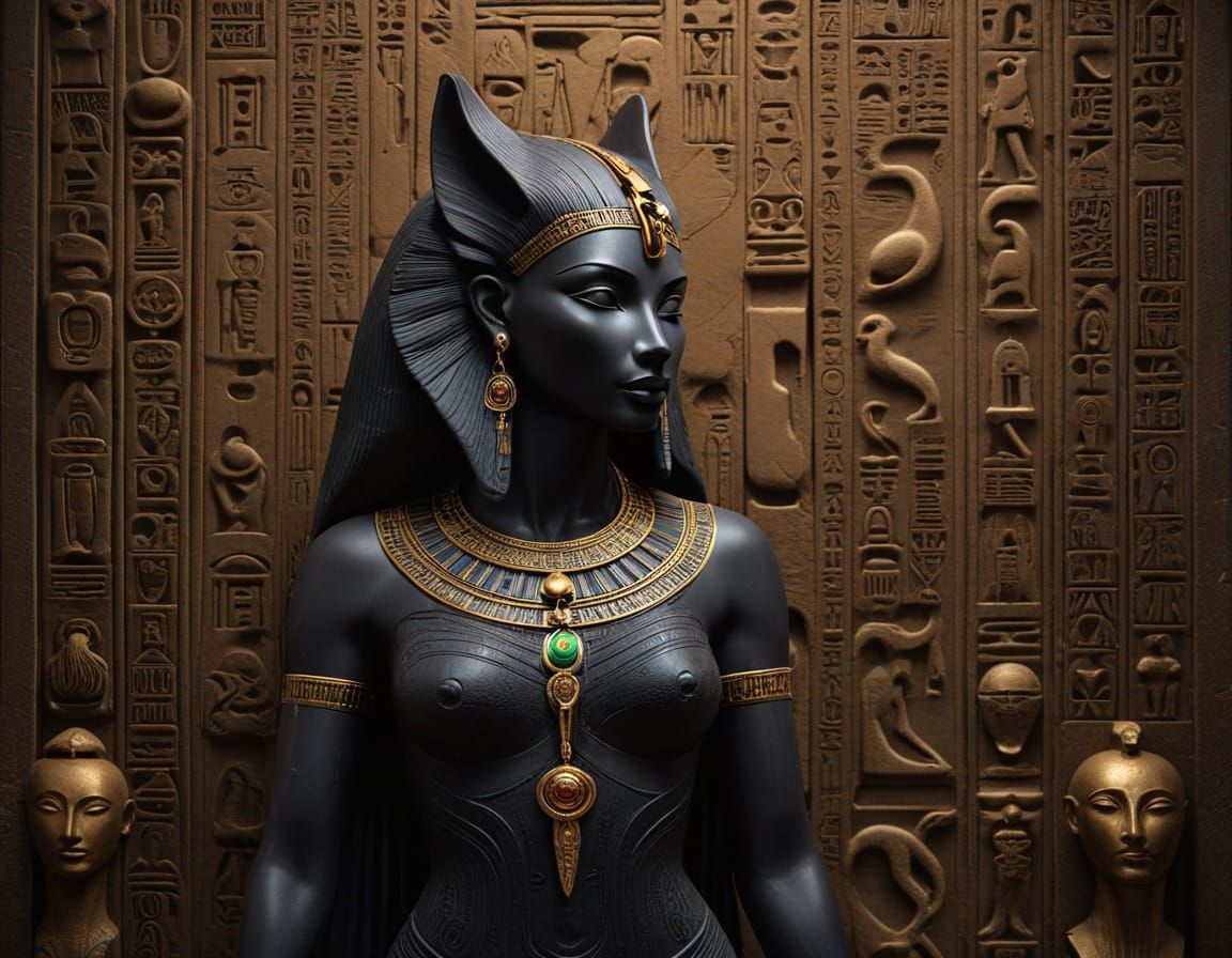 Egyptian Goddess Sekhmet Transforms in Dark Metamorphic Sple...