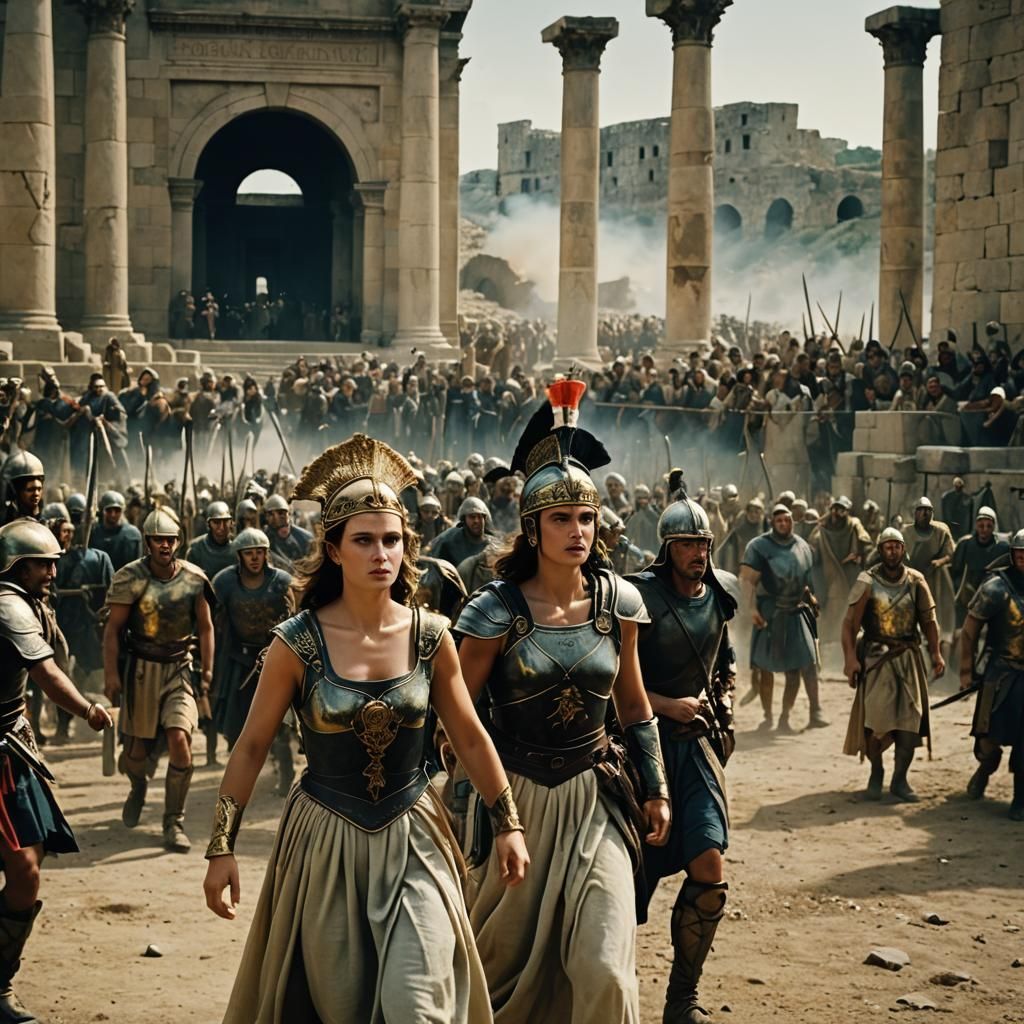 Epic Cinematic Siege Scene in Ancient Greece