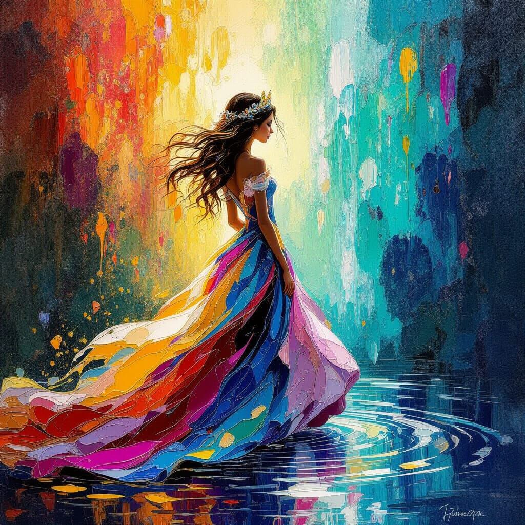 Surreal Princess as Fluid Form in Luminous Light