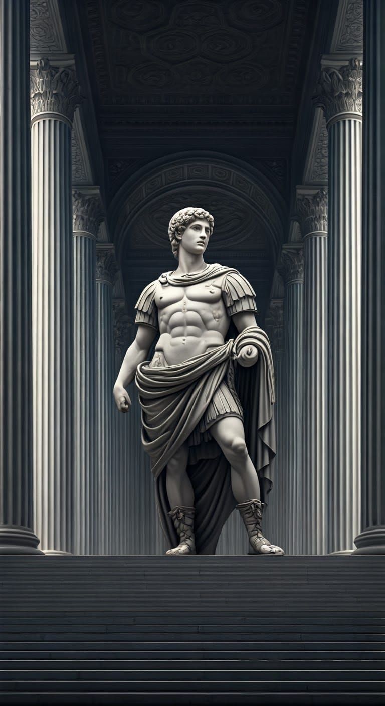 Epic Ancient Roman Warrior in Greek Temple