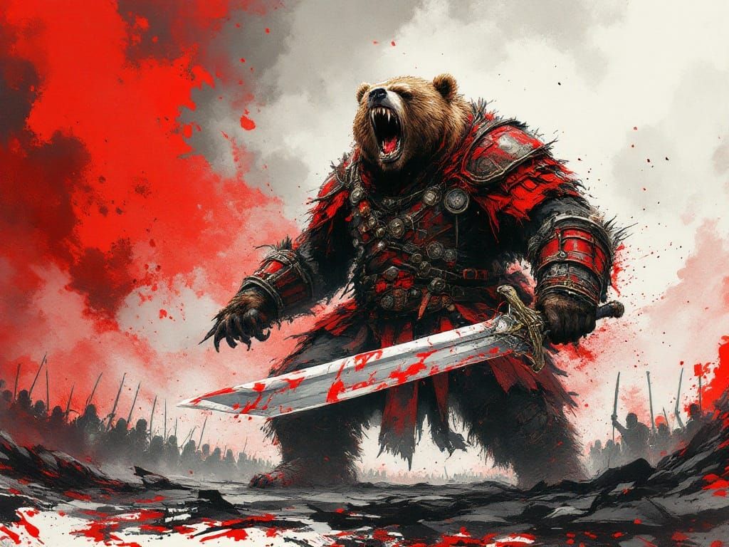Cyberpunk Warlord Grizzly Bear