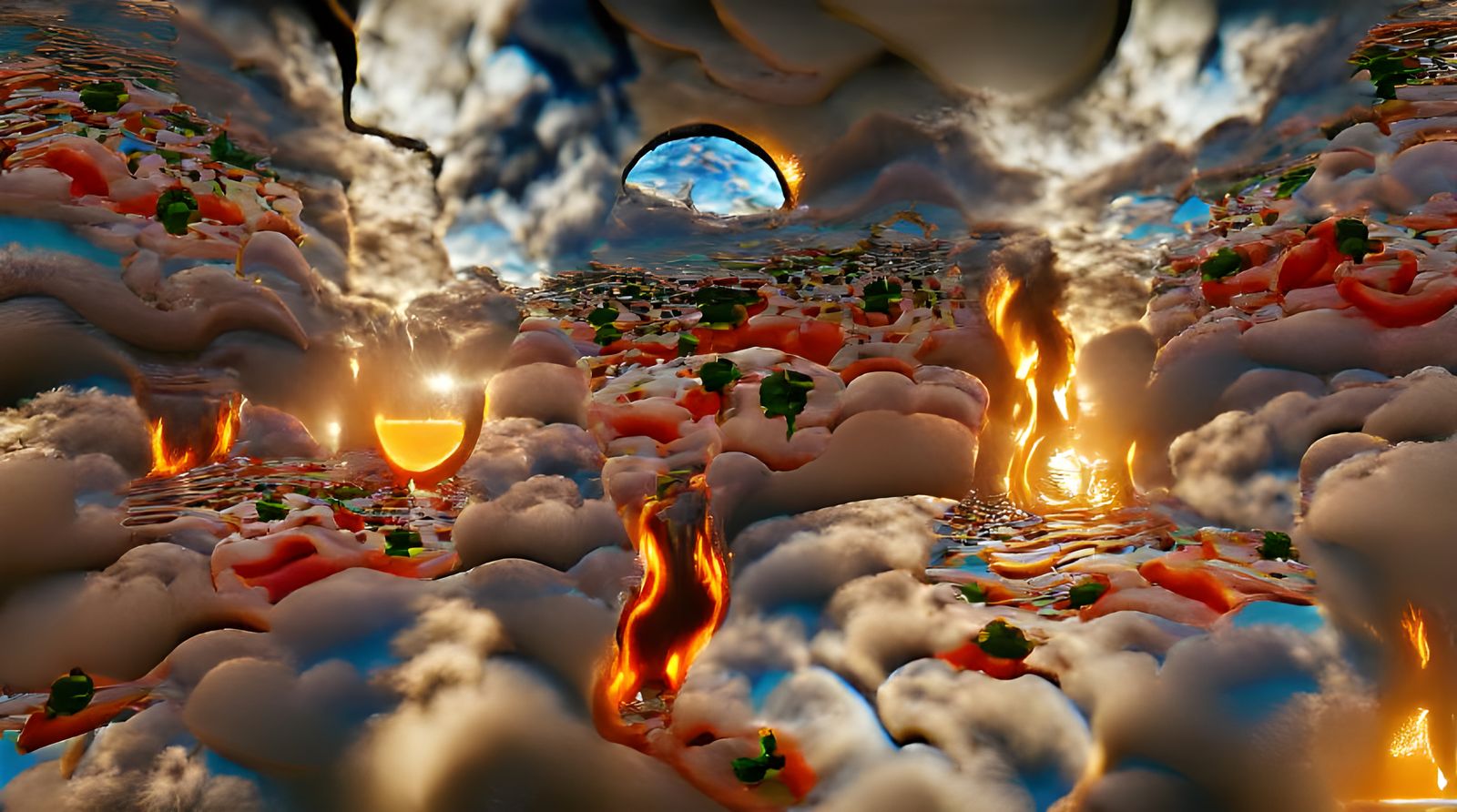 Worlds Collide: A Surreal Fusion of Heaven and Hell