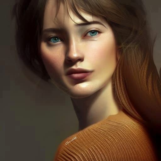 Cute Girl with Brown Hair in Pullover