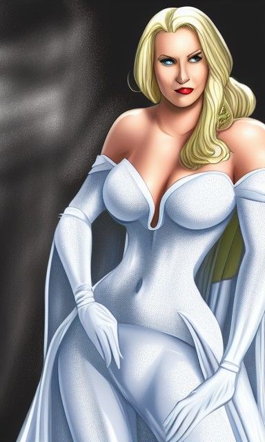 Emma Frost in Crystal Ball Gown, 8K Concept Art