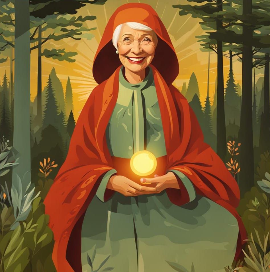 Woman's Joy: Sunrise Forest Portrait