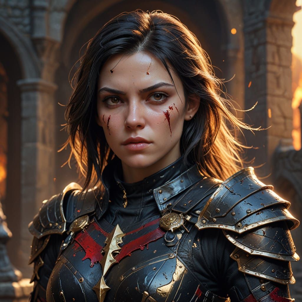 Female Assassin in Castle: Fantasy Art Portrait