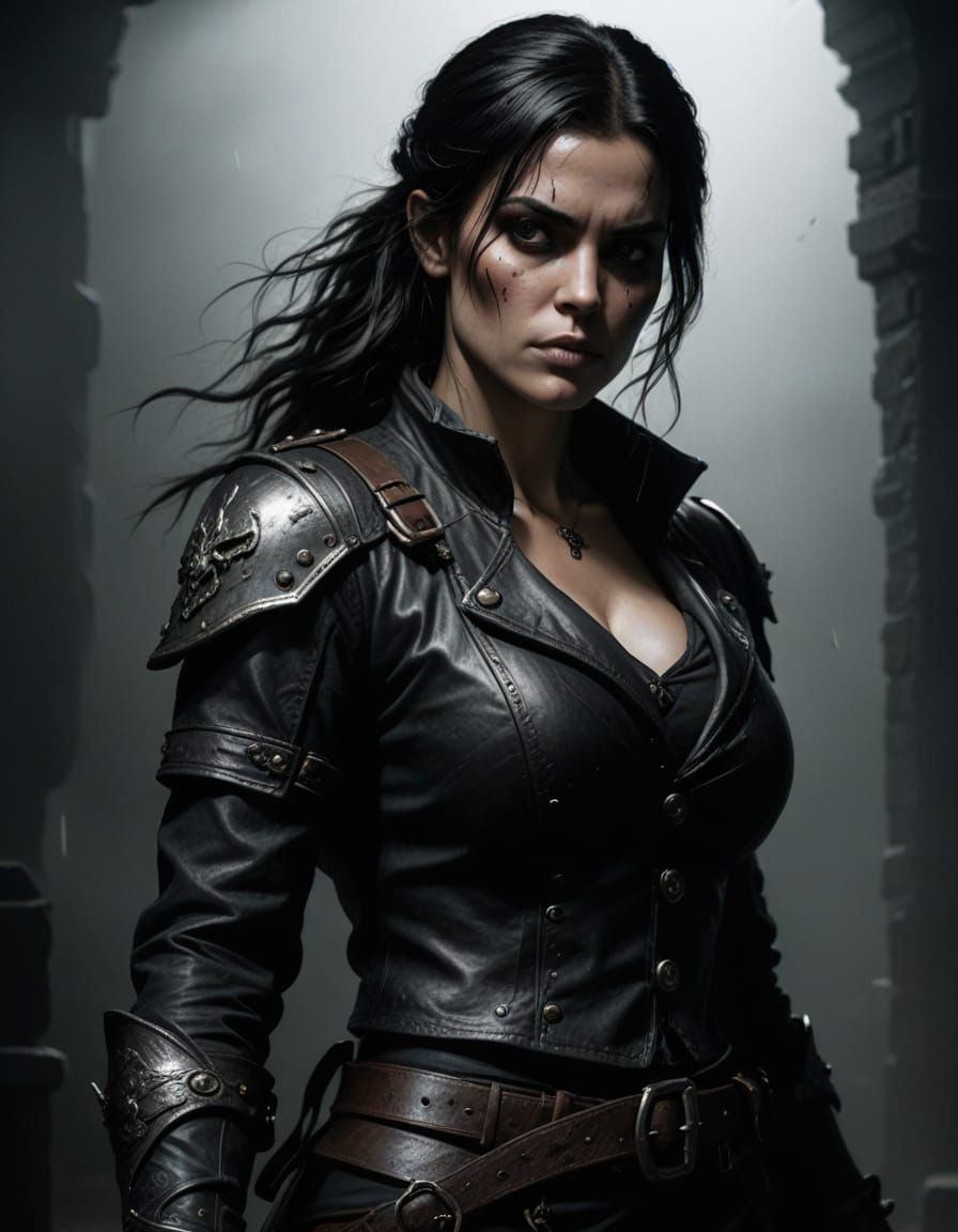 Dark Fantasy Pirate Queen in Leather Armor