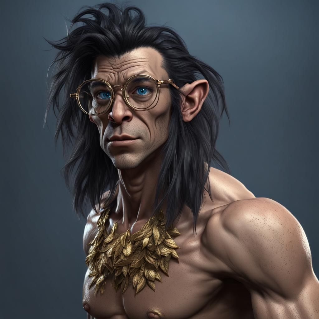 Hyperrealistic Troll with Gold Glasses: Detailed Matte Paint...