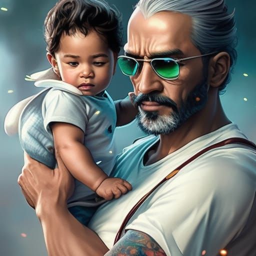Father and Child: Intricate Fantasy Portrait