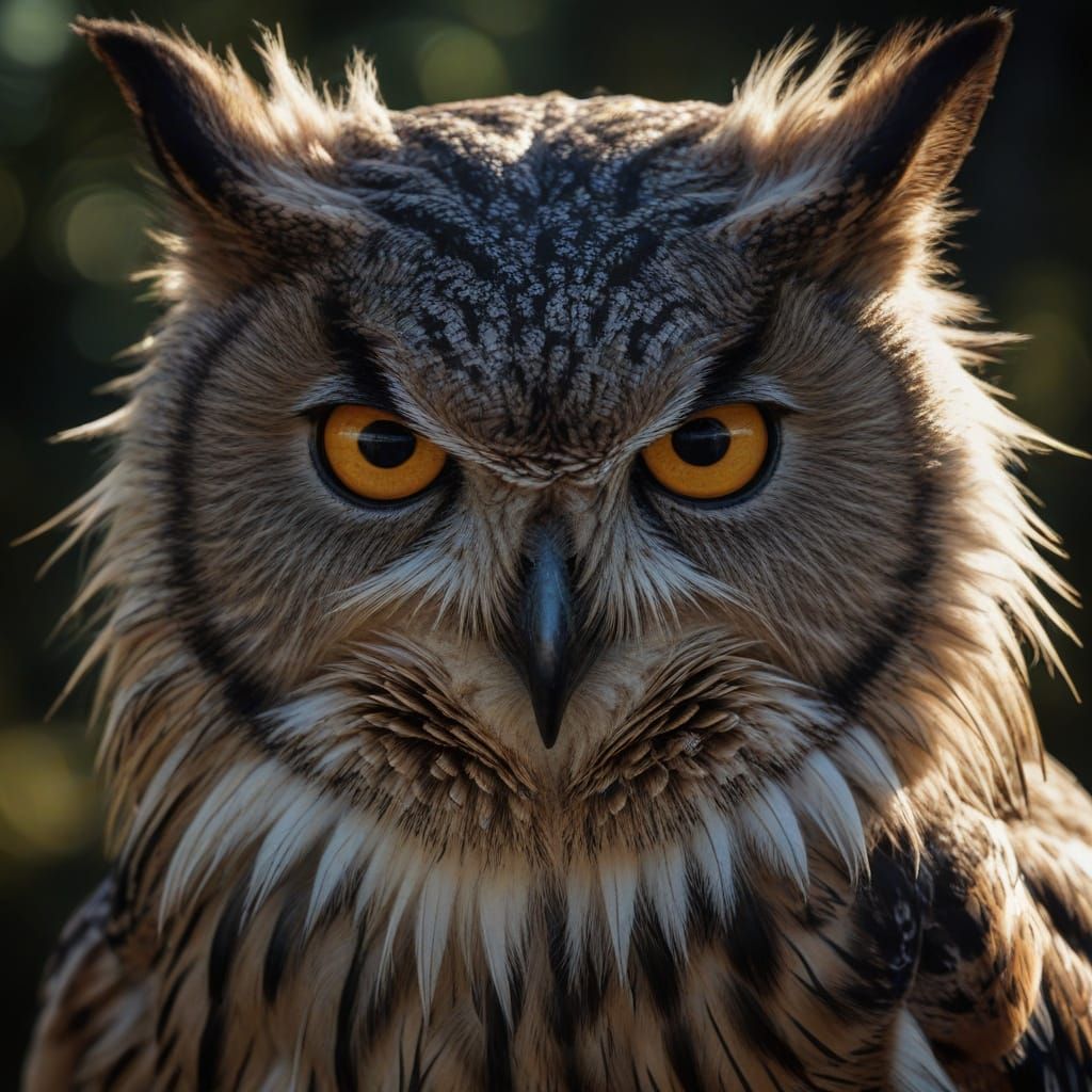 Mystical Owlwolf in Hyperrealistic Style
