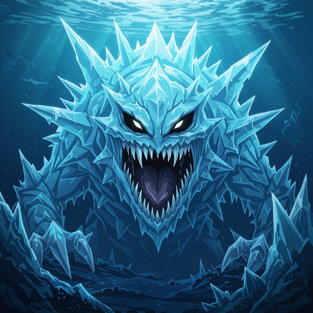 Terrifying Anime Ice Monster in Deep Sea