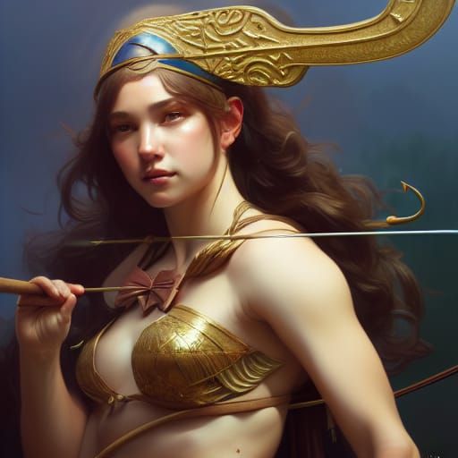 Goddess with Bow: Photorealistic Portrait