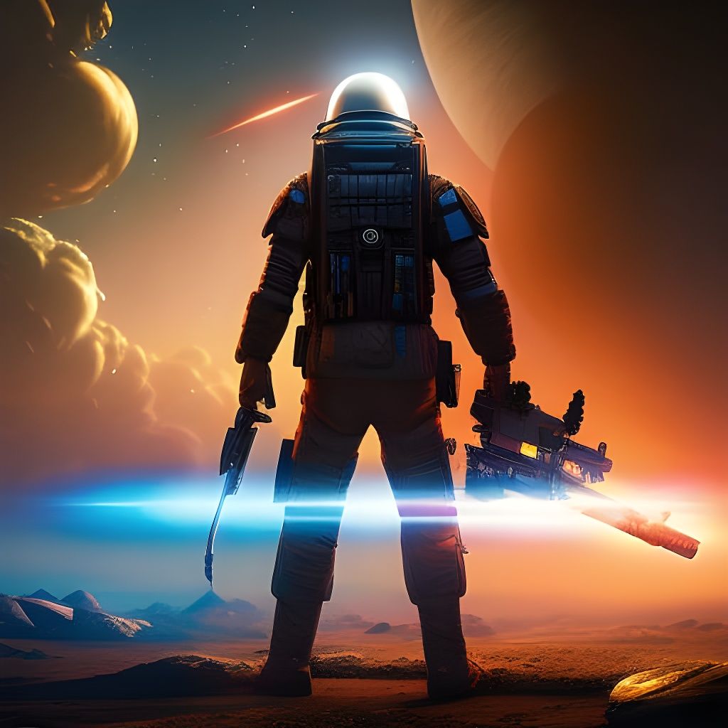 Survivalist on Wasteland Moon, Digital Illustration