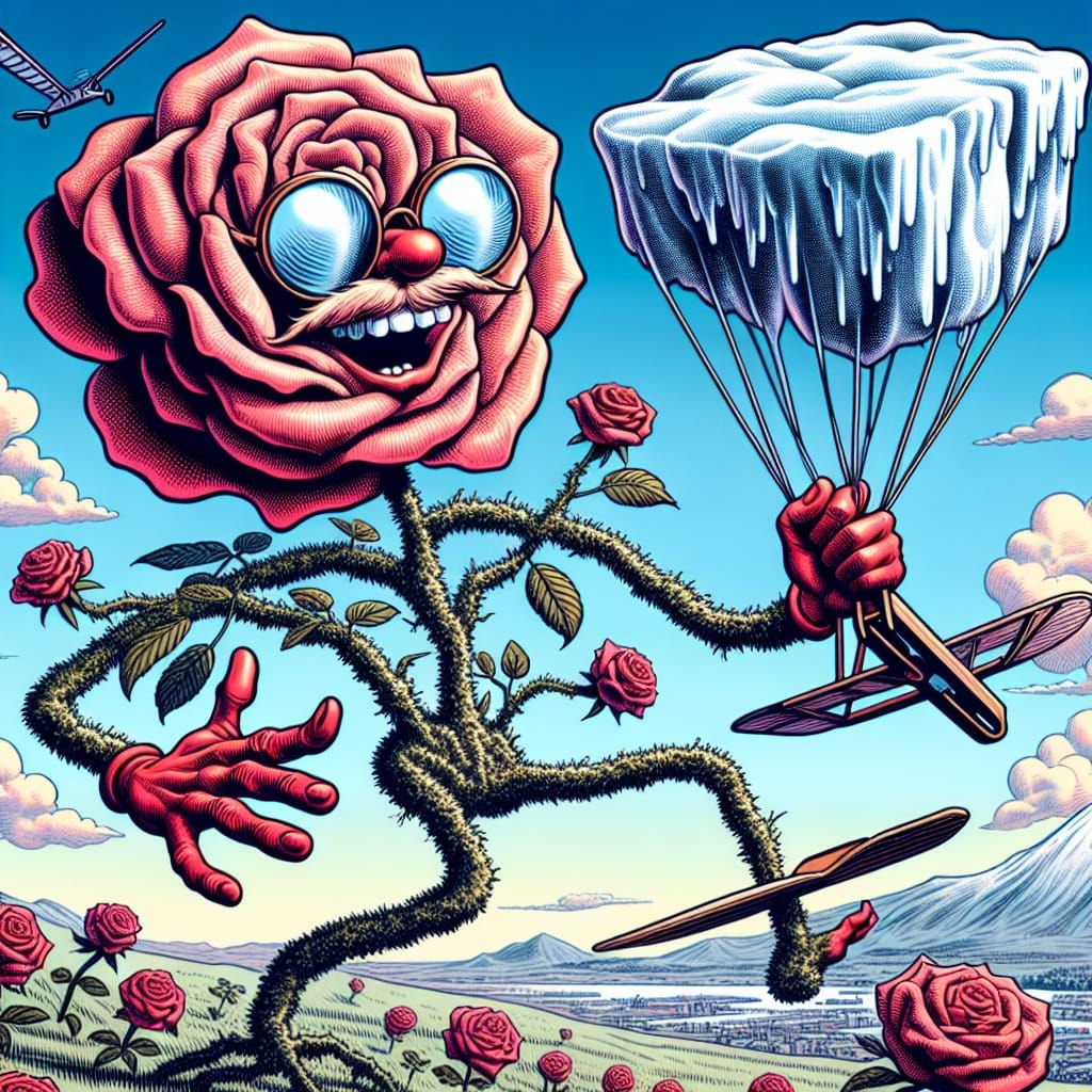 Surreal Rose Bush Hang Gliding Adventure