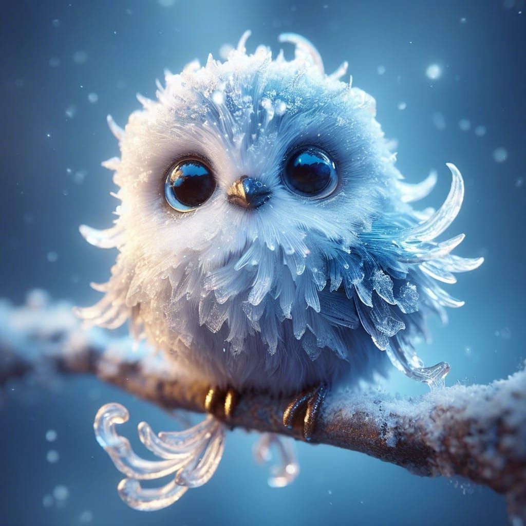 Adorable Ice Bird with Beautiful Eyes