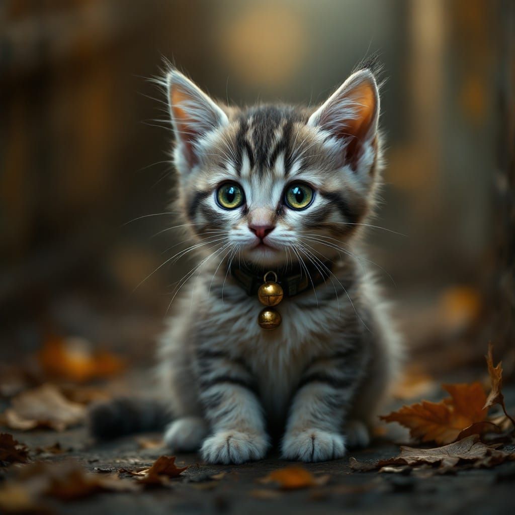 Lost Kitten's Plea: Realism in Oil Painting Style